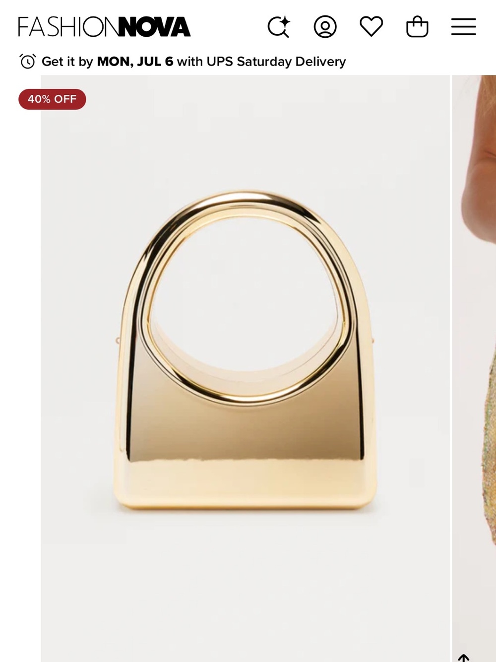 Fashion Nova Gold clutch Brand New